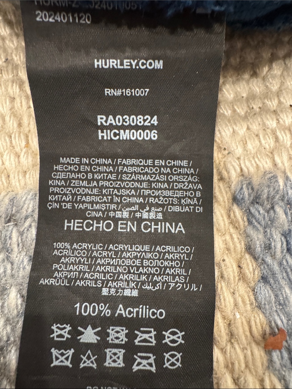 Hurley Navy Knit Beanie with White Icon - Picture 3 of 4